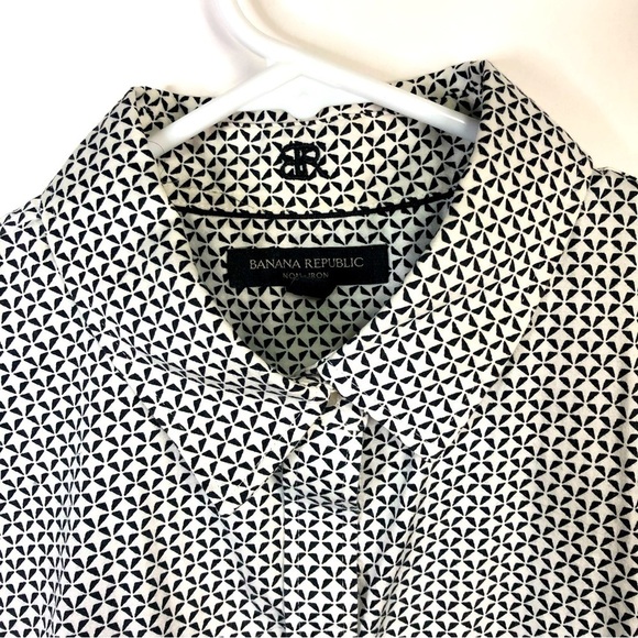 Banana Republic black white fitted non iron sleeveless button blouse 14 - Picture 4 of 9